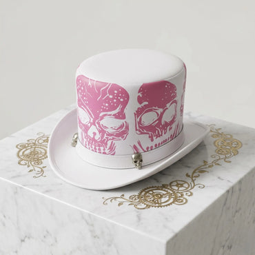 Handmade White Skull Top Hat – Gothic Steampunk Cosplay Headwear