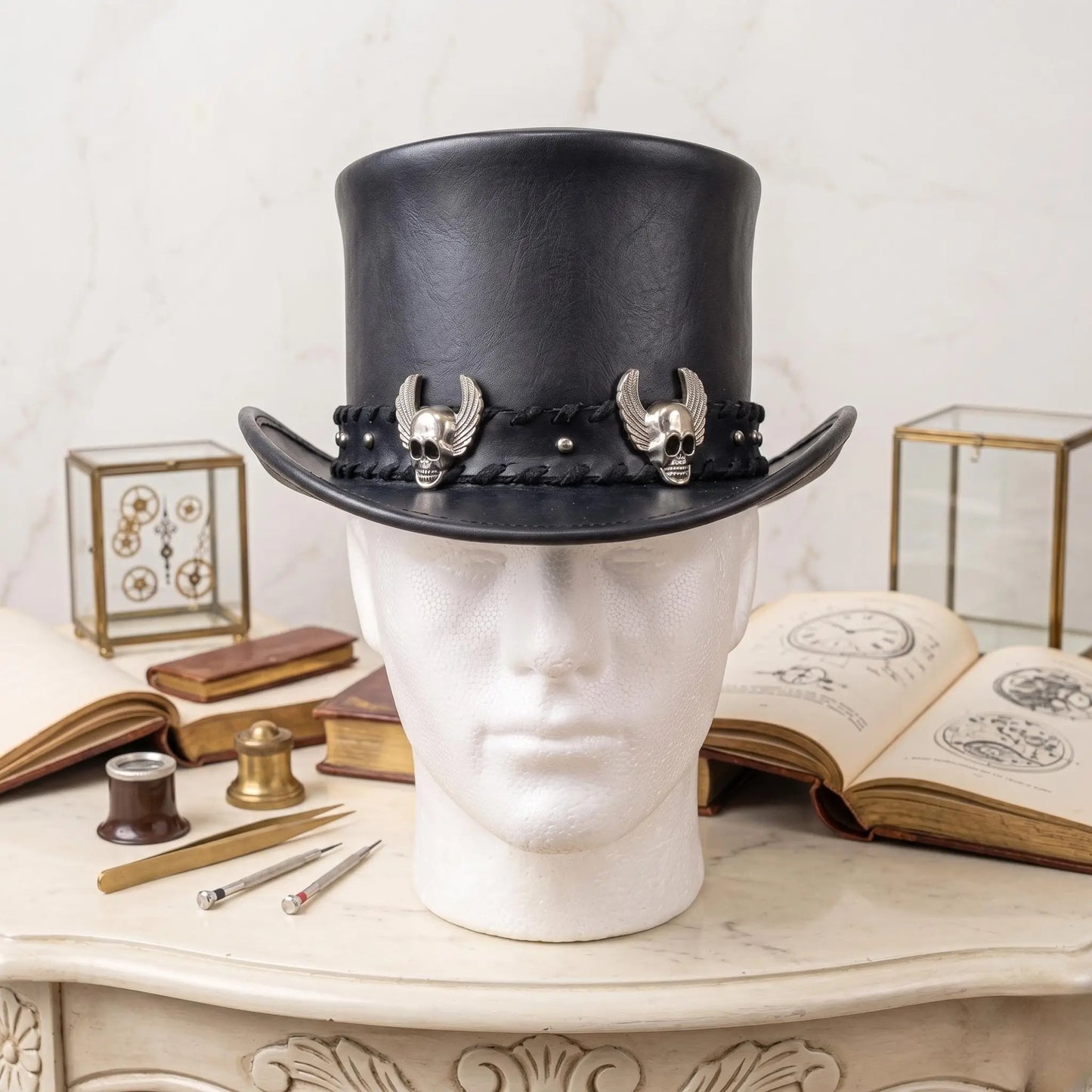 Command Attention The Ultimate Gothic Leather Top Hat