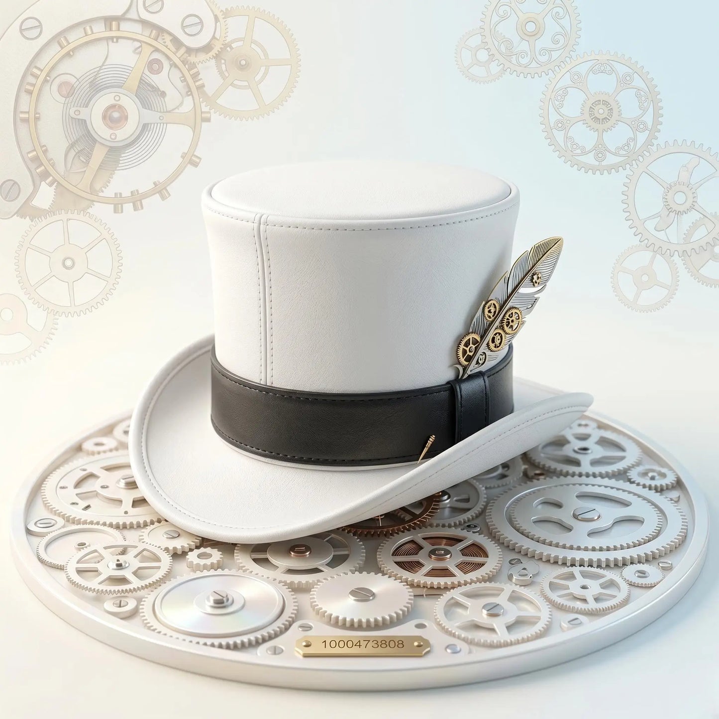 Handmade White Leather Top Hat – Victorian & Steampunk Statement Headwear