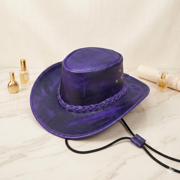 Standout Style Handcrafted Purple Leather Cowboy Hat