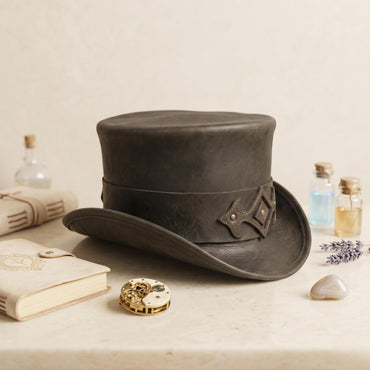 Handcrafted Leather Steampunk Top Hat | Victorian Gothic Cosplay Accessory