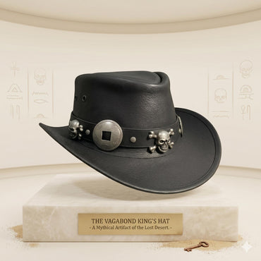 Ultimate Gothic Skull Black Leather Cowboy Hat – Edgy Steampunk Festival Headwear