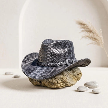 Black Python Print Cowboy Hat – Bold Western Fashion Statement