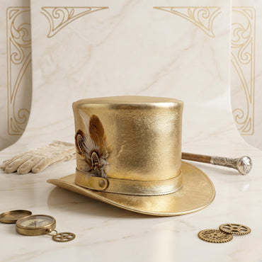 Gold Steampunk Top Hat – Metallic Victorian Cosplay & Festival Headwear