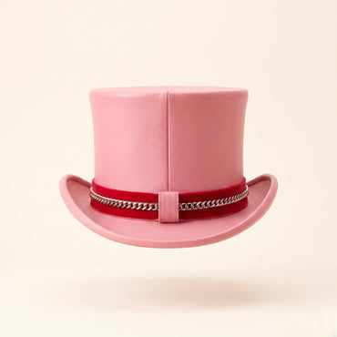 Command Attention: Handmade Pink Leather Top Hat