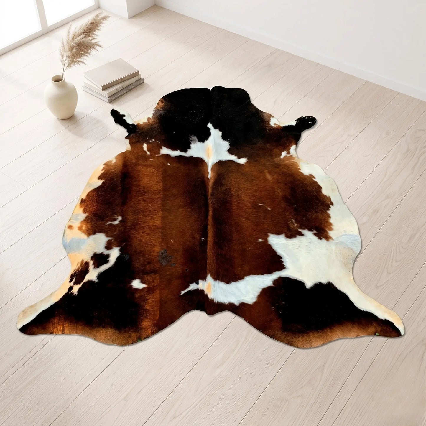 Special Brown and White Tricolor Cowhide Rug | Handmade Area Rug