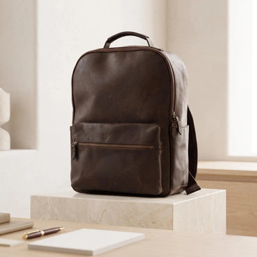 The Leather Backpack in Dark Oak | Full-Grain Leather Travel Pack