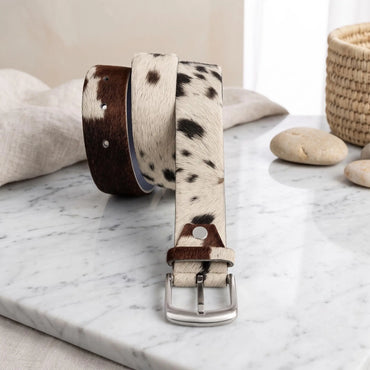 Genuine Cowhide Leather Belt – Handcrafted Western Hair-On Pony Skin Fashion Belt for Men & Women