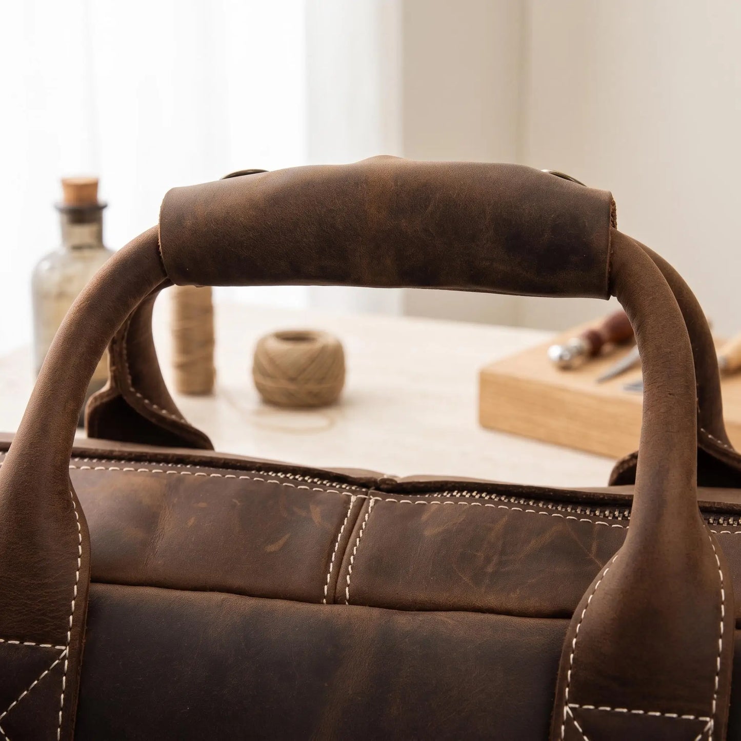 Vintage Handcrafted Genuine Leather Briefcase | 15" Laptop Messenger Bag