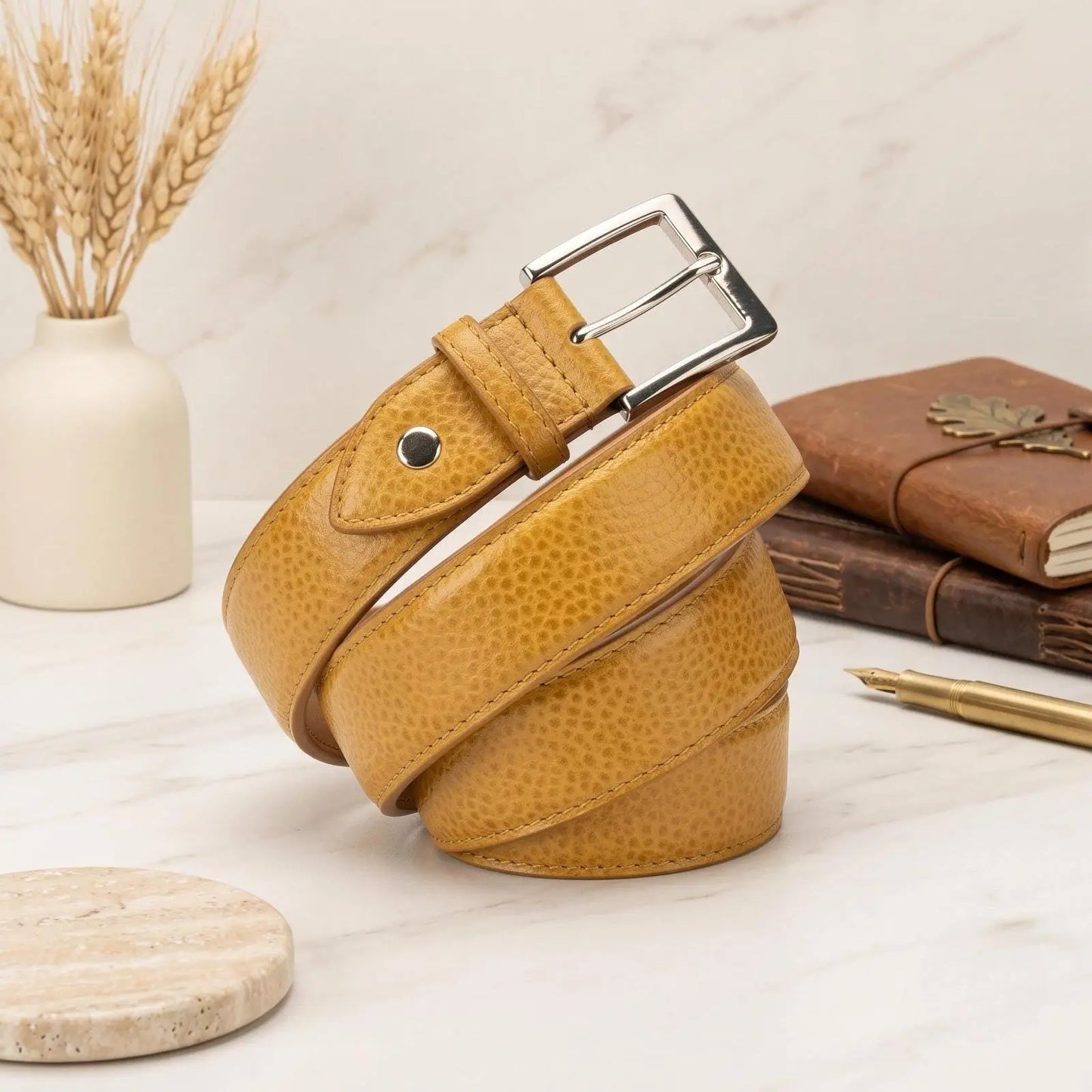 Men's Genuine Textured Leather Dress Belt | Handmade Classic Lifestyle Belt