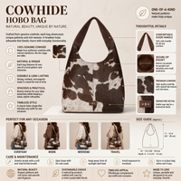 Natural Dark Brown & White Hair-On Cowhide Leather Hobo Bag