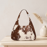 Premium Natural Brown & White Hair-On Cowhide Leather Bag
