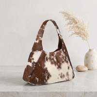 Premium Natural Brown & White Hair-On Cowhide Leather Bag
