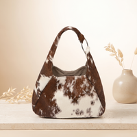 Premium Natural Brown & White Hair-On Cowhide Leather Bag
