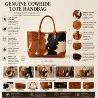 Natural Tan, Brown, Black & White Hair-On Cowhide Leather Tote Bag