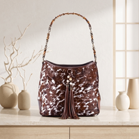 Natural Brown & White Speckled Hair-On Cowhide Leather Bag