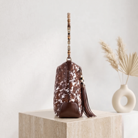 Natural Brown & White Speckled Hair-On Cowhide Leather Bag