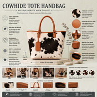Natural Tricolor Black, Brown & Cream Hair-On Cowhide Leather Tote Bag