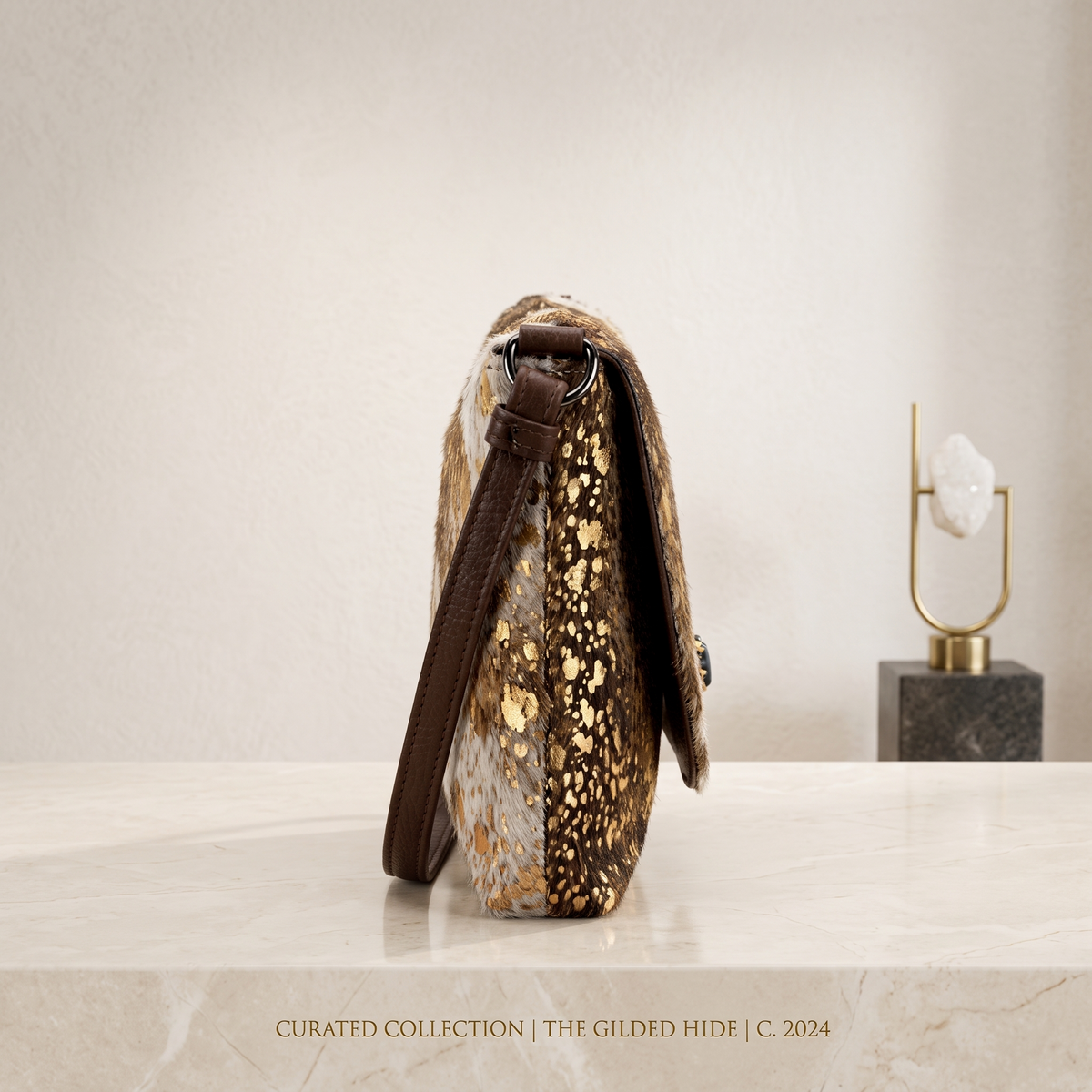 Natural Tan Brown Speckled Hair-On Cowhide Leather Bag