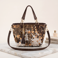 Handcrafted Genuine Cowhide Leather Tote Bag | Natural Speckled Hair-on-Hide Western Shoulder Bag & Handbag for Women