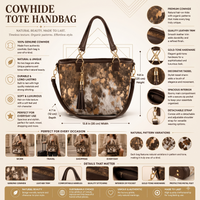 Handcrafted Genuine Cowhide Leather Tote Bag | Natural Speckled Hair-on-Hide Western Shoulder Bag & Handbag for Women