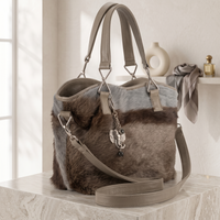 Natural Taupe Brown Hair-On Cowhide Leather Tote Bag