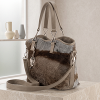 Natural Taupe Brown Hair-On Cowhide Leather Tote Bag