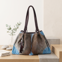 Natural Grey-Brown Hair-On Cowhide Leather Tote Bag