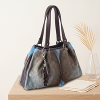 Natural Grey-Brown Hair-On Cowhide Leather Tote Bag