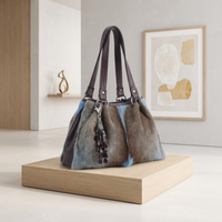 Natural Grey-Brown Hair-On Cowhide Leather Tote Bag