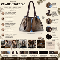 Natural Grey-Brown Hair-On Cowhide Leather Tote Bag