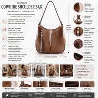 Natural Taupe Brown Hair-On Cowhide Leather Shoulder Bag