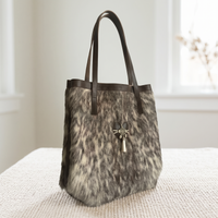 Natural Grey Black Speckled Hair-On Cowhide Leather Bag