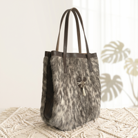 Natural Grey Black Speckled Hair-On Cowhide Leather Bag