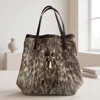 Natural Grey Black Speckled Hair-On Cowhide Leather Bag