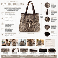 Natural Grey Black Speckled Hair-On Cowhide Leather Bag