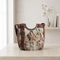 Natural Brown Grey Brindle Hair-On Cowhide Leather Bag