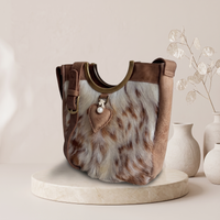 Natural Brown Grey Brindle Hair-On Cowhide Leather Bag