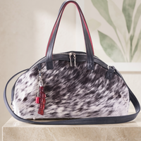 Natural Grey & Black Speckled Hair-On Cowhide Leather Bowling Bag