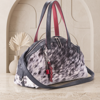 Natural Grey & Black Speckled Hair-On Cowhide Leather Bowling Bag