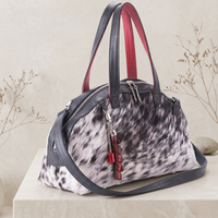 Natural Grey & Black Speckled Hair-On Cowhide Leather Bowling Bag