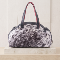 Natural Grey & Black Speckled Hair-On Cowhide Leather Bowling Bag