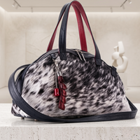 Natural Grey & Black Speckled Hair-On Cowhide Leather Bowling Bag