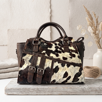 Natural Black & Cream Speckled Hair-On Cowhide Leather Handbag