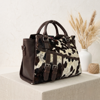 Natural Black & Cream Speckled Hair-On Cowhide Leather Handbag