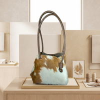 Genuine Tan Brown & White Hair-On Cowhide Leather Shoulder Bag | Handcrafted Western Luxury Tote