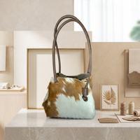 Genuine Tan Brown & White Hair-On Cowhide Leather Shoulder Bag | Handcrafted Western Luxury Tote