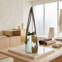 Genuine Tan Brown & White Hair-On Cowhide Leather Shoulder Bag | Handcrafted Western Luxury Tote