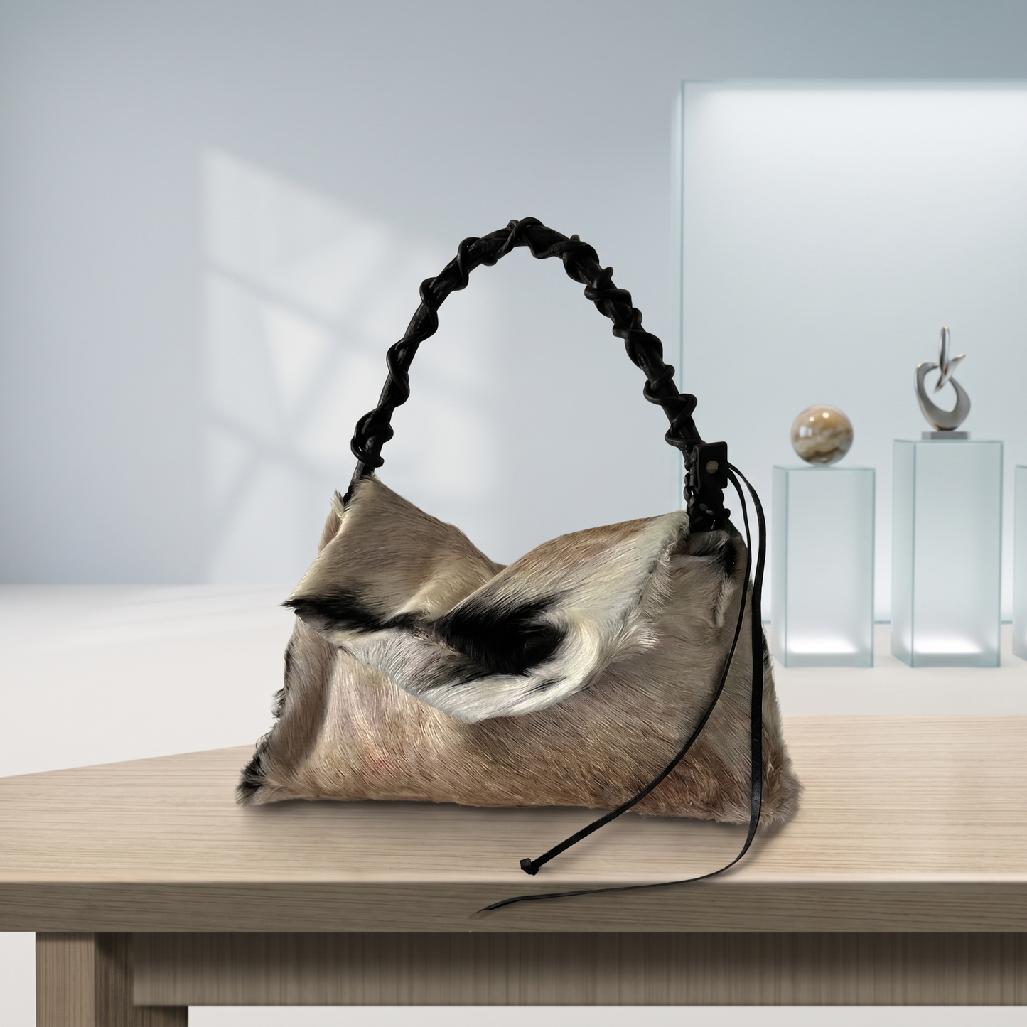Natural Grey Black Brindle Hair-On Cowhide Leather Shoulder Bag | Handcrafted Luxury Western Handbag