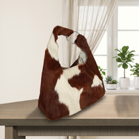 Handcrafted Genuine Hair-On Cowhide Leather Hobo Bag – Natural Brown & White